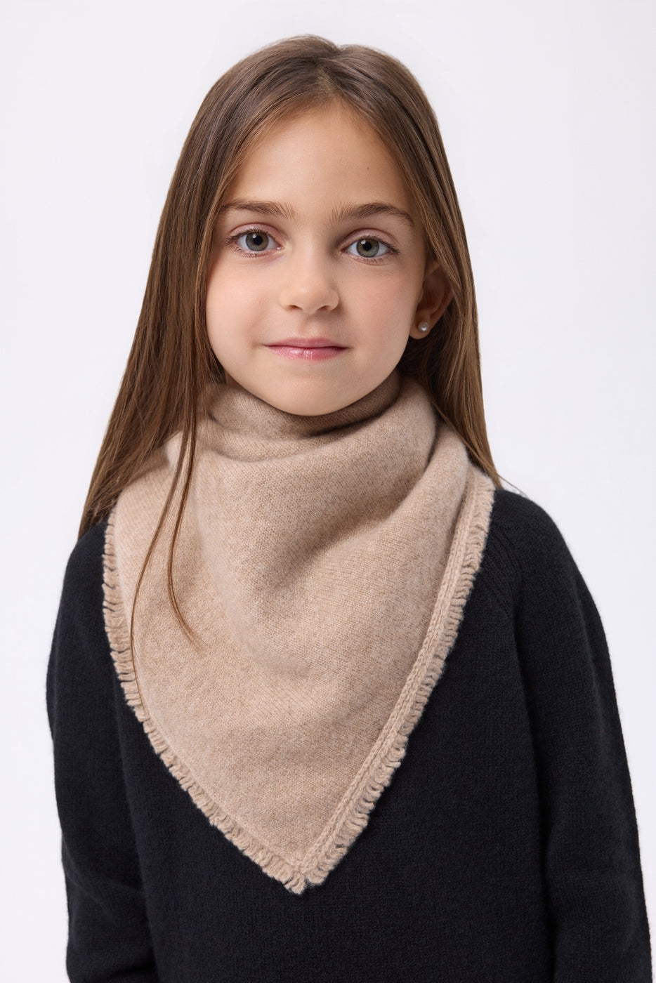 Bufanda bandana triangular lisa Cozy - Beige crema - Niño