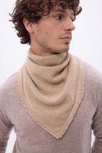 Cozy Plain Triangle Bandana Scarf - Cream Beige - Men