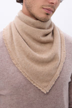 Cozy Plain Triangle Bandana Scarf - Cream Beige - Men