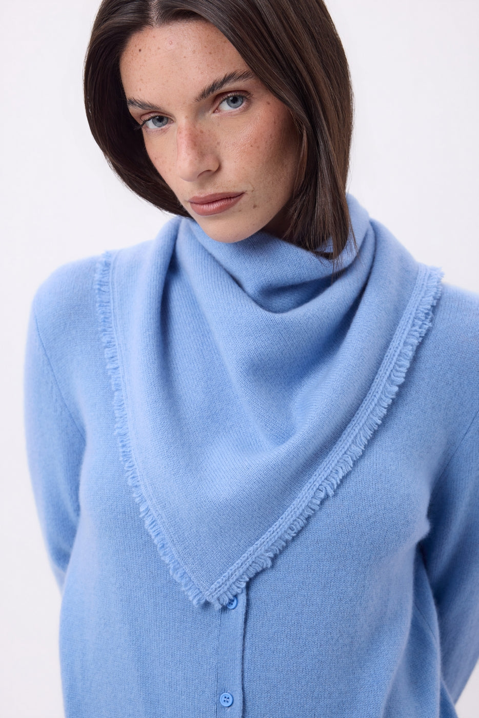 Bufanda bandana triangular lisa Cozy - Azul claro - Mujer