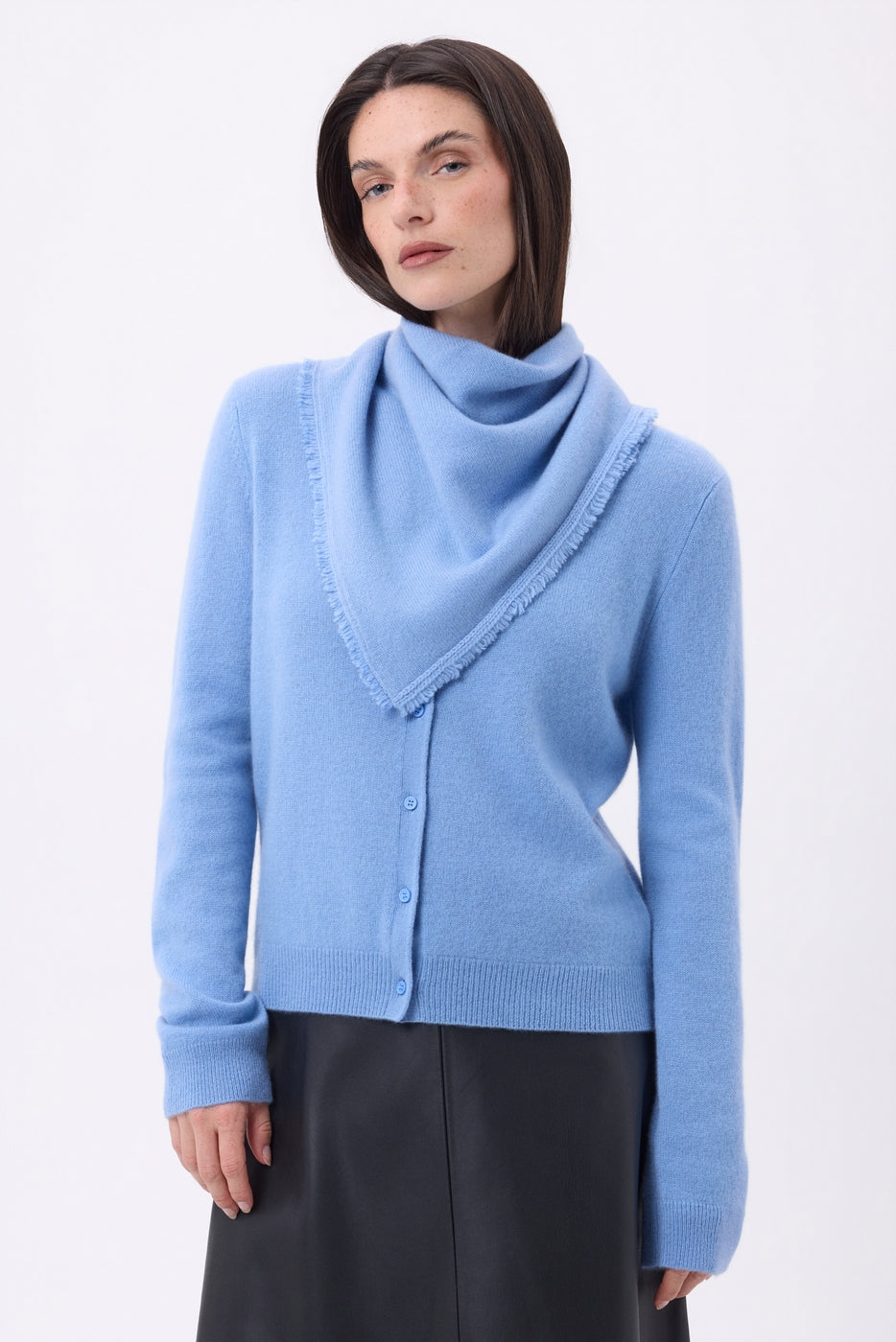 Bufanda bandana triangular lisa Cozy - Azul claro - Mujer