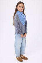 Plain Triangle Bandana Scarf Cozy - Light Blue - Children