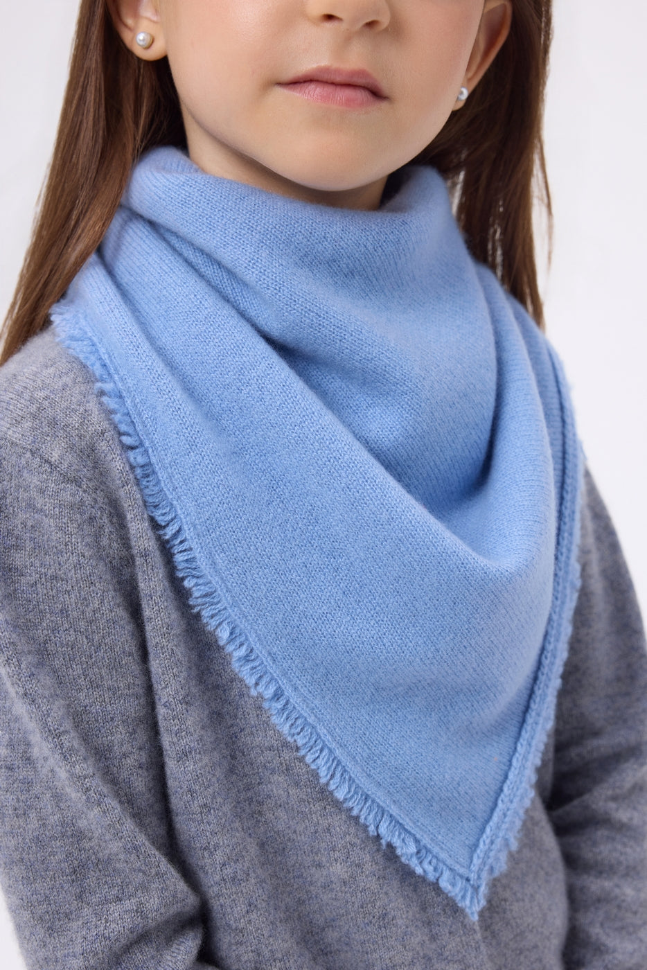 Plain Triangle Bandana Scarf Cozy - Light Blue - Children