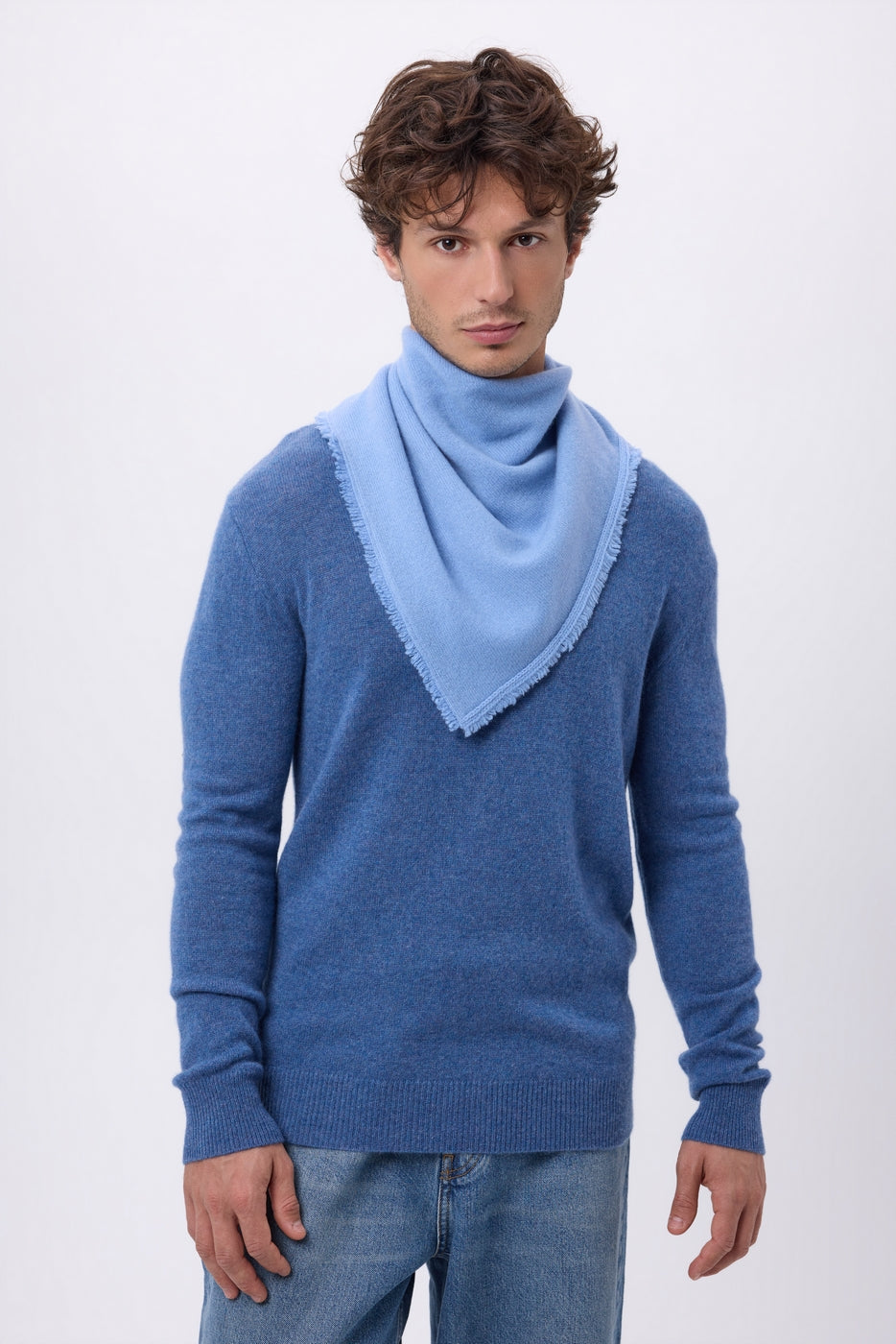 Pañuelo bandana triangular liso Cozy - Azul claro - Hombre
