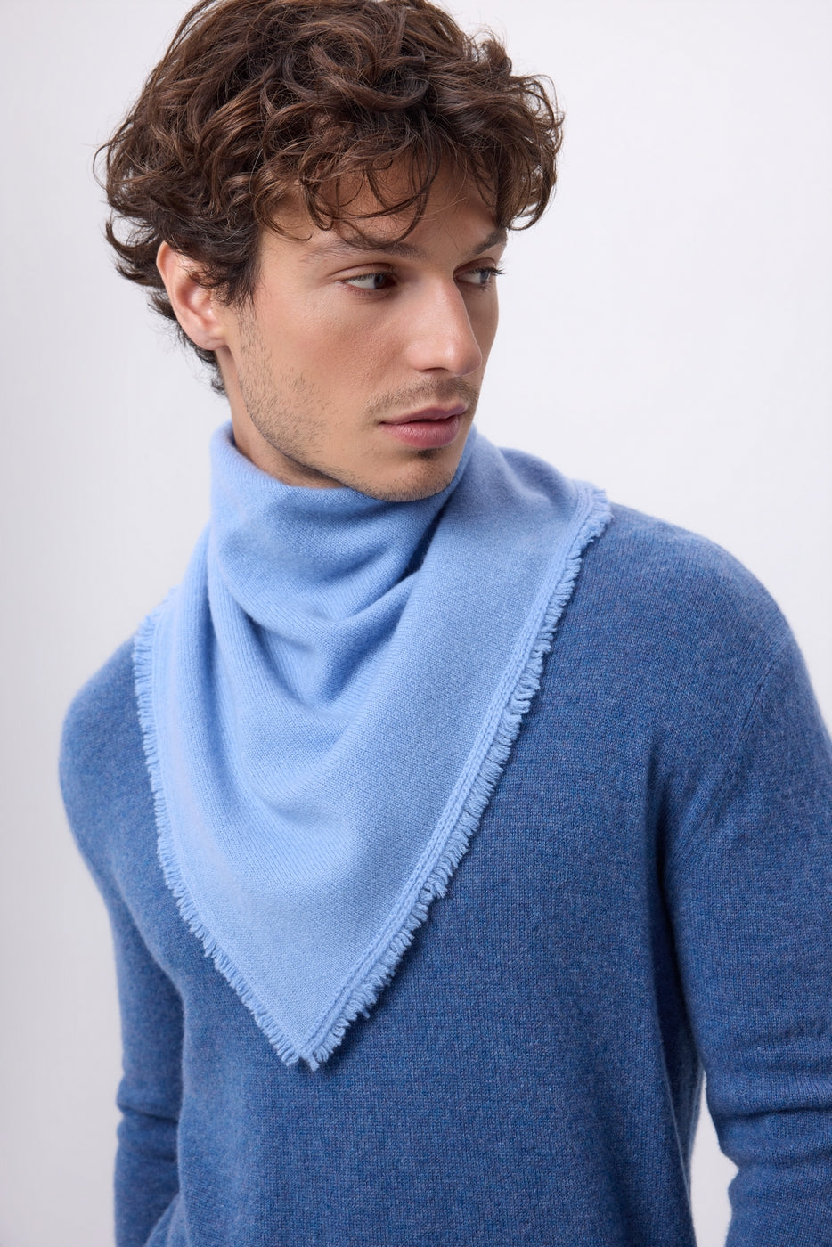 Pañuelo bandana triangular liso Cozy - Azul claro - Hombre