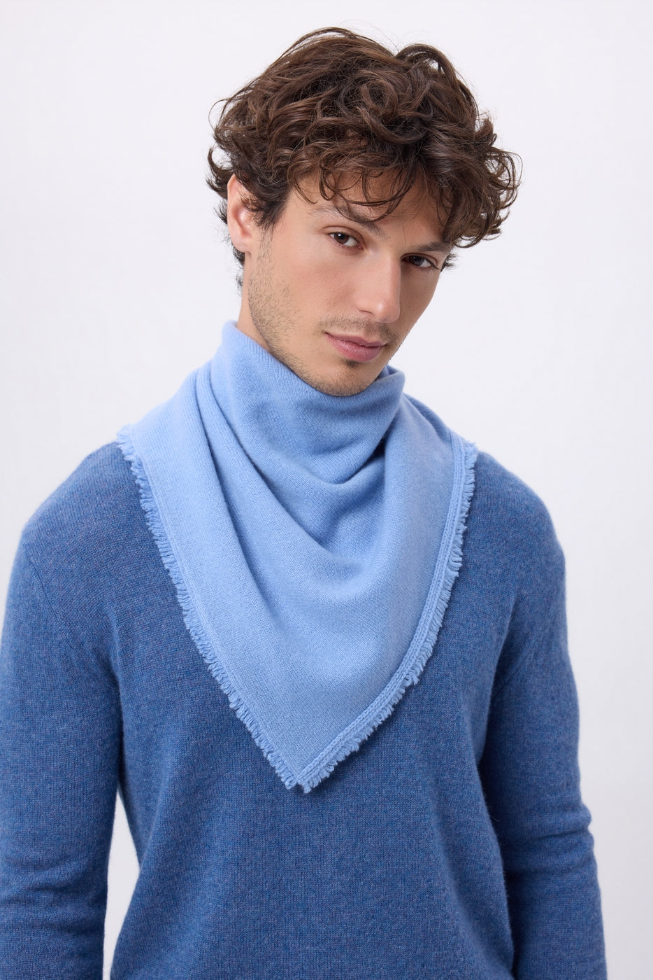 Pañuelo bandana triangular liso Cozy - Azul claro - Hombre