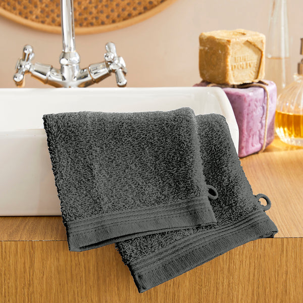 Set Of 2 Face Cloths "Spa" - 100% Cotton - Slate