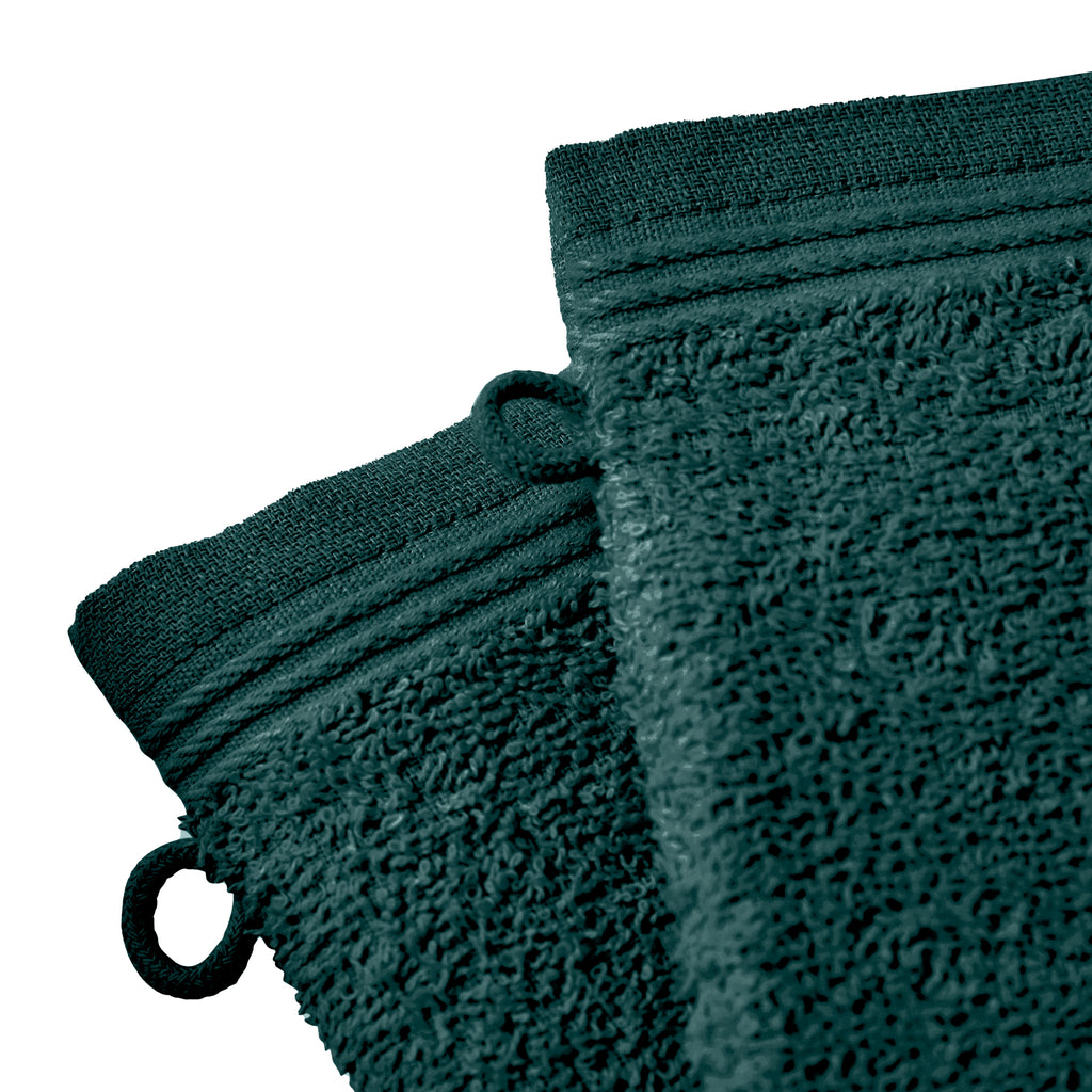 Lot De 2 Gants De Toilette "Spa" - 100% Coton - Emeraude