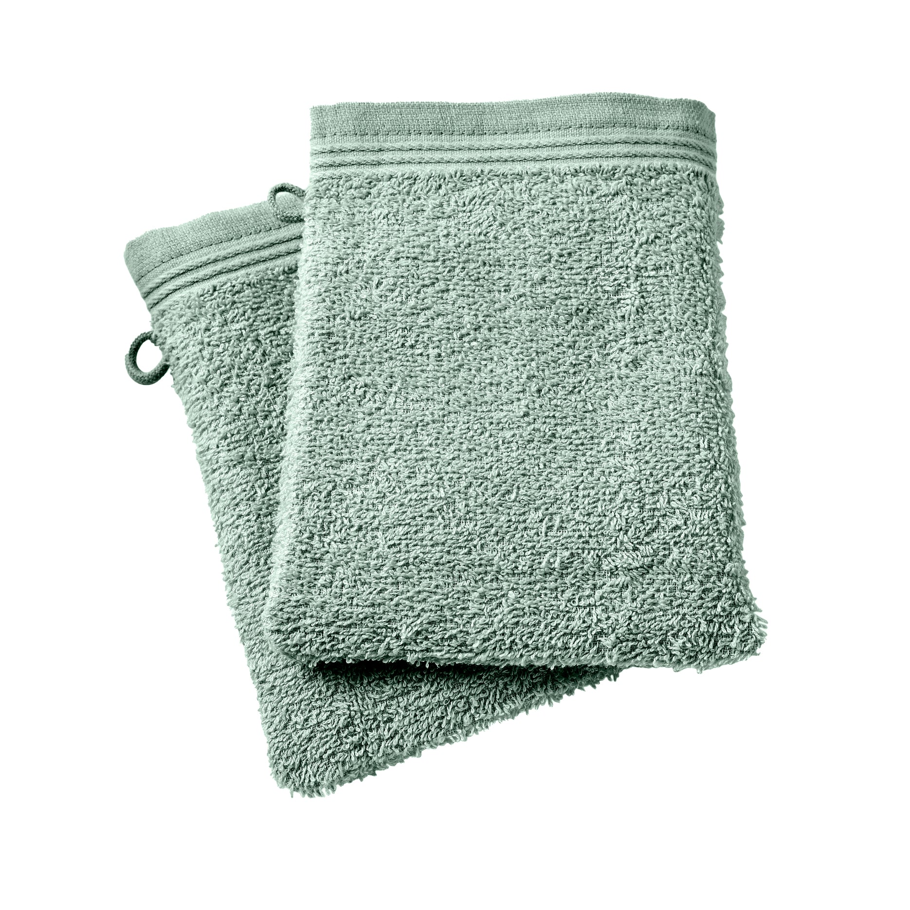 Lot De 2 Gants De Toilette "Spa" - 100% Coton - Menthe