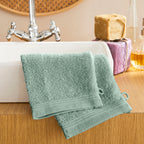 Lot De 2 Gants De Toilette "Spa" - 100% Coton - Menthe