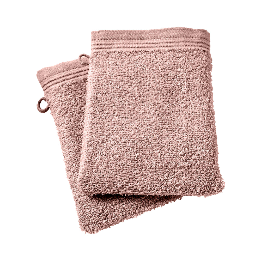 Set of 2 "Spa" Washcloths - 100% Cotton - Dusty Rose