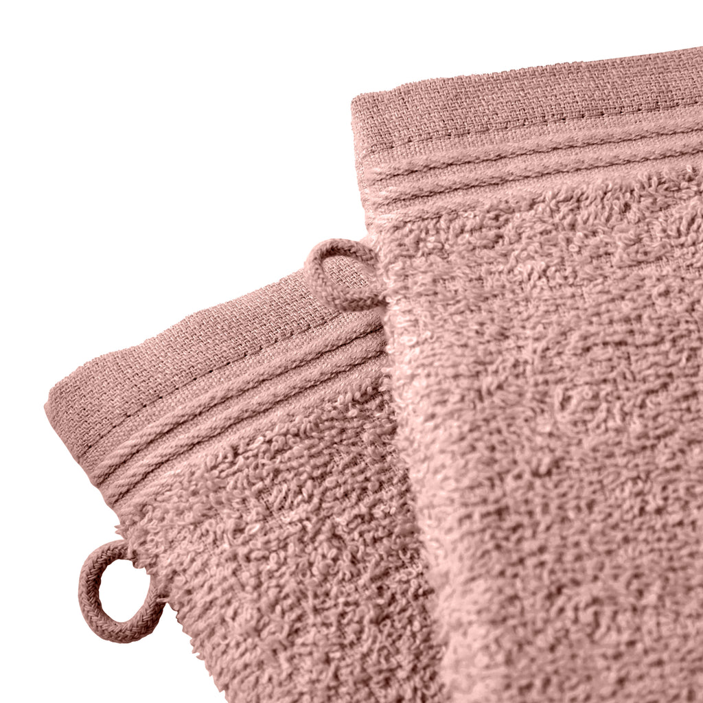 Set of 2 "Spa" Washcloths - 100% Cotton - Dusty Rose