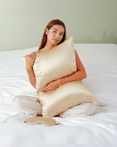 Taie D'Oreiller 100% Pure Soie De Mûrier - Champagne