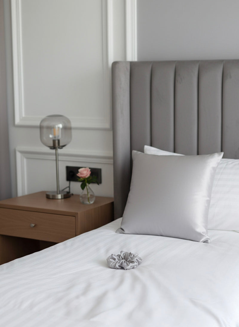 Taie D'Oreiller 100% Pure Soie De Mûrier - Silver