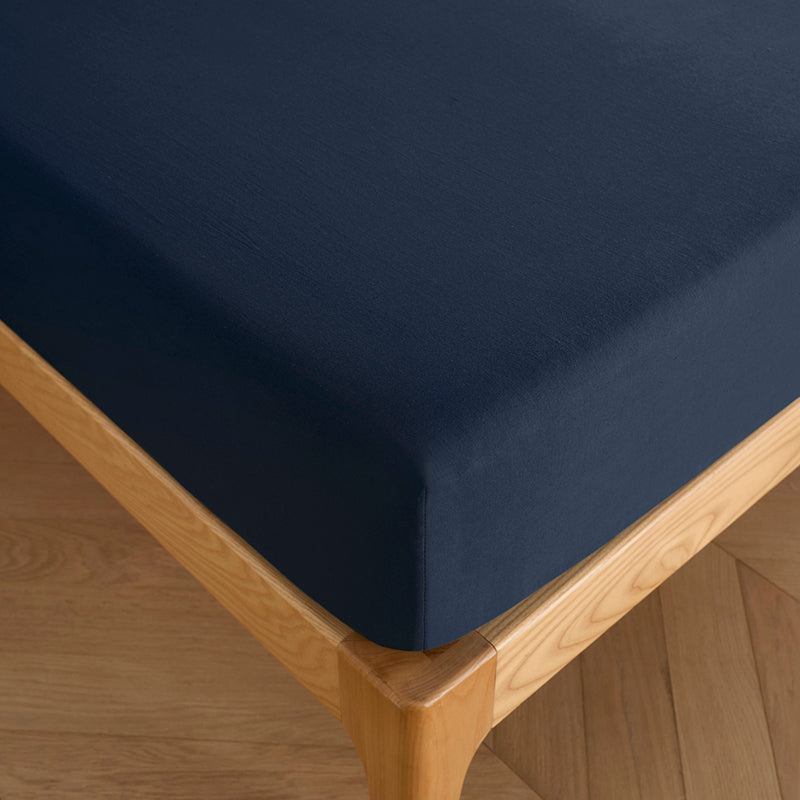 Sábana bajera ajustable - 100% algodón - Azul medianoche