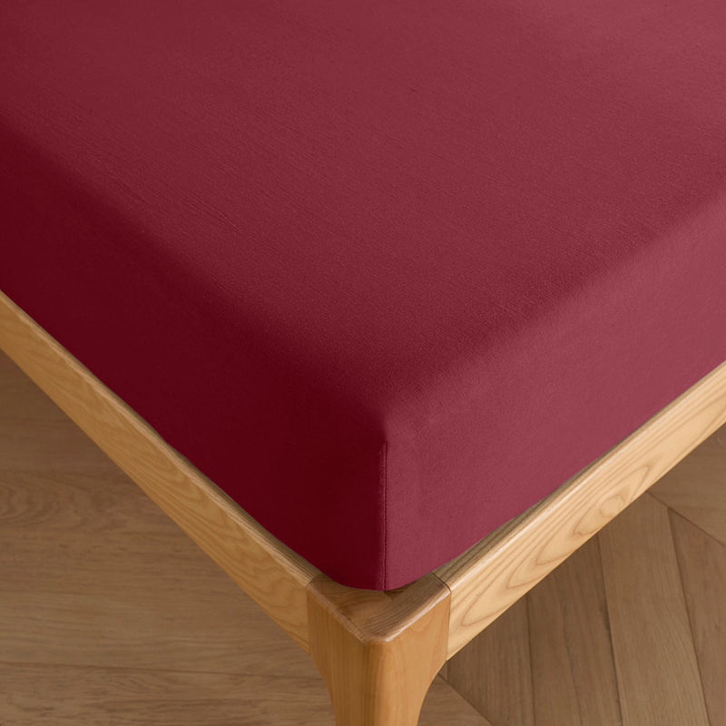 Fitted Sheet - 100% Cotton - Garnet