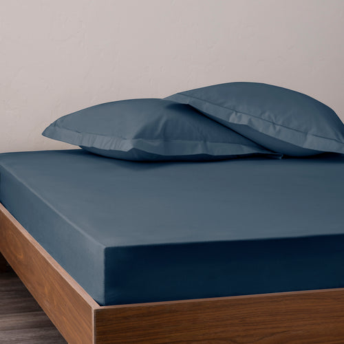 Drap Housse - 100% Percale Coton - Bleu Encre