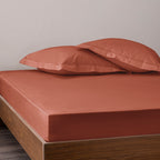 Fitted Sheet - 100% Percale Cotton - Terracotta