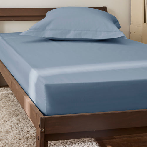 Drap Housse - 100% Percale Coton - Bleu Jean