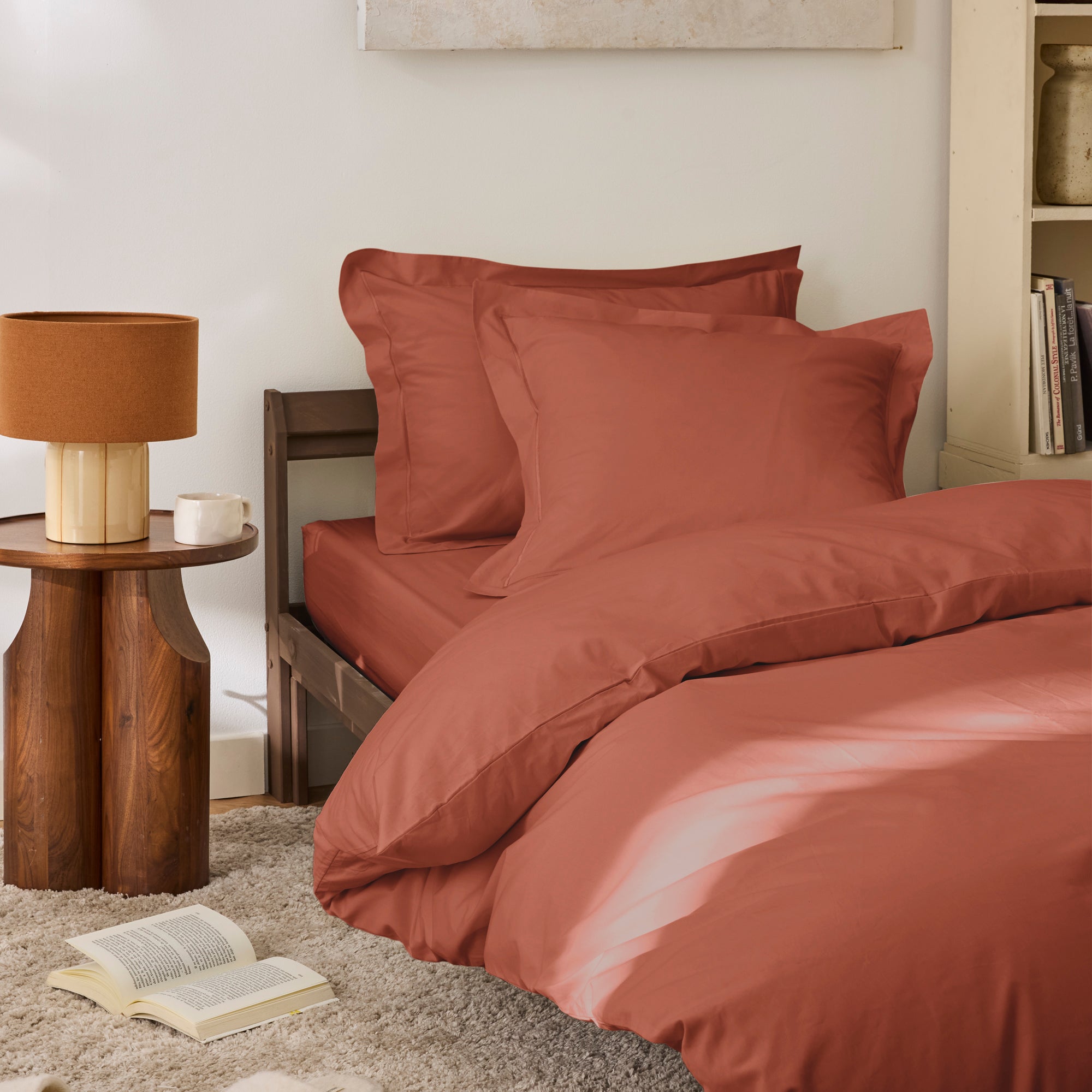 Fitted Sheet - 100% Percale Cotton - Terracotta