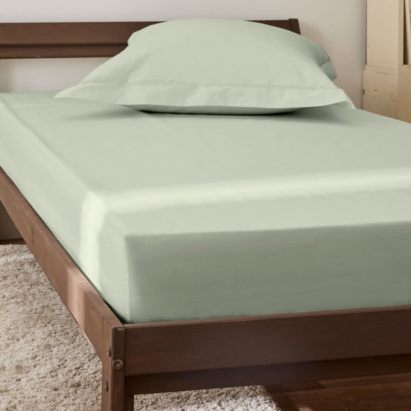 Fitted Sheet - 100% Percale Cotton - Water Green