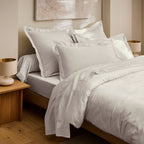 “Prestige” Fitted Sheet - Cotton Satin - Sand