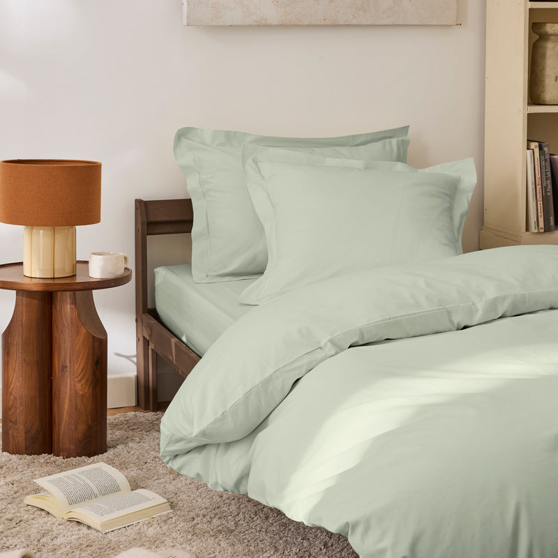 Drap Plat - 100% Percale Coton - Vert D'Eau