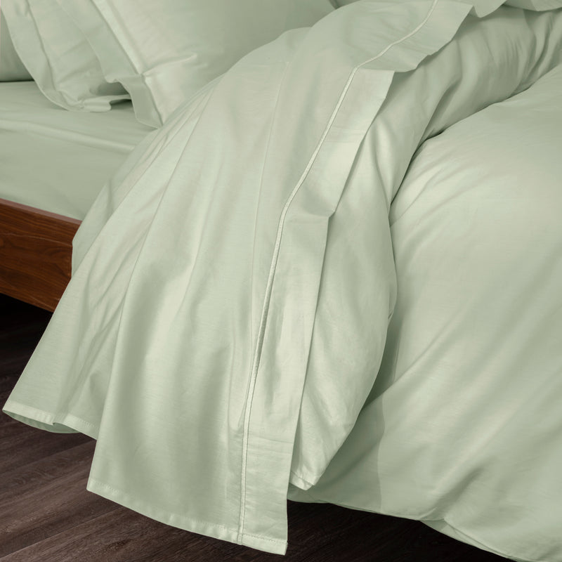 Drap Plat - 100% Percale Coton - Vert D'Eau