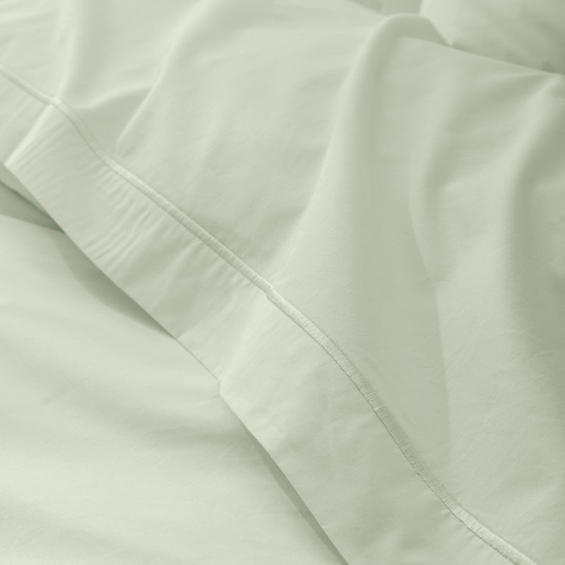 Drap Plat - 100% Percale Coton - Vert D'Eau