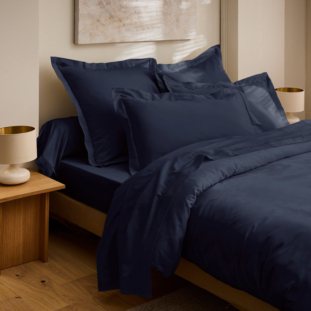 “Prestige” Flat Sheet - Cotton Satin - Velvet Blue