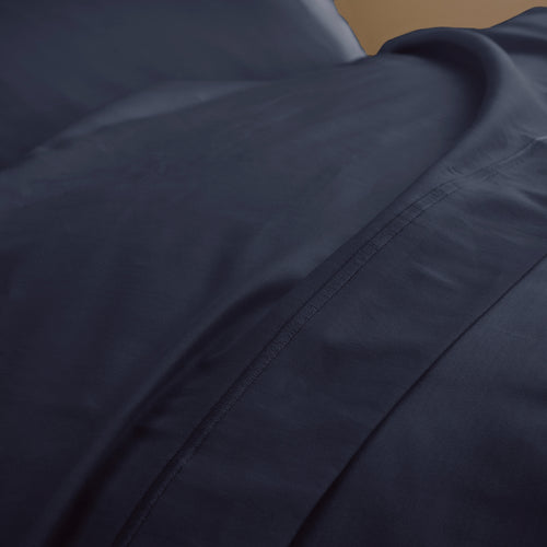 Drap Plat "Prestige" - Satin De Coton - Bleu Velours