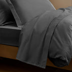 "Prestige" Flat Sheet - Cotton Satin - Graphite