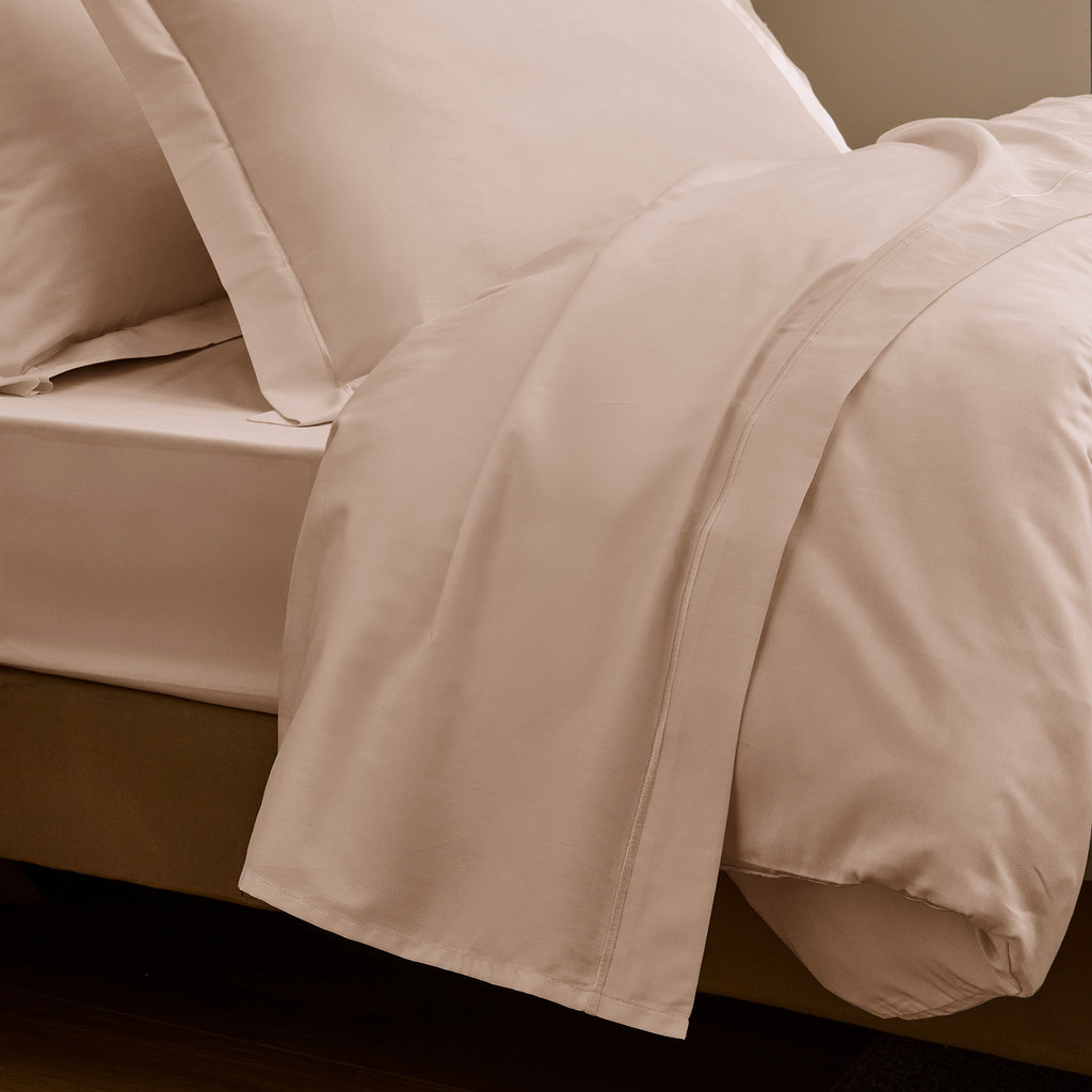“Prestige” Flat Sheet - Cotton Satin - Blush Pink