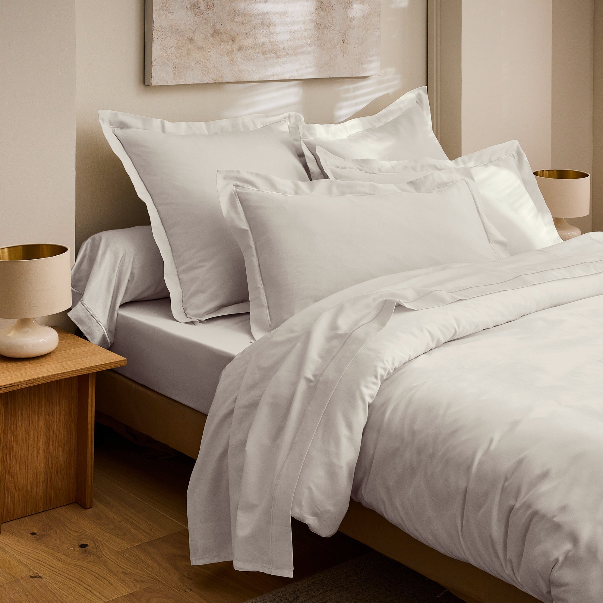 "Prestige" Flat Sheet - Cotton Satin - Sand