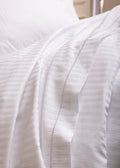 Flat Sheet "Prestige" - 100% Combed Cotton Satin with Fine Stripes - White