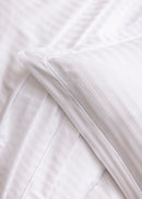 Drap Plat "Prestige" - 100% Satin De Coton Peigné Avec Fines Rayures - Blanc