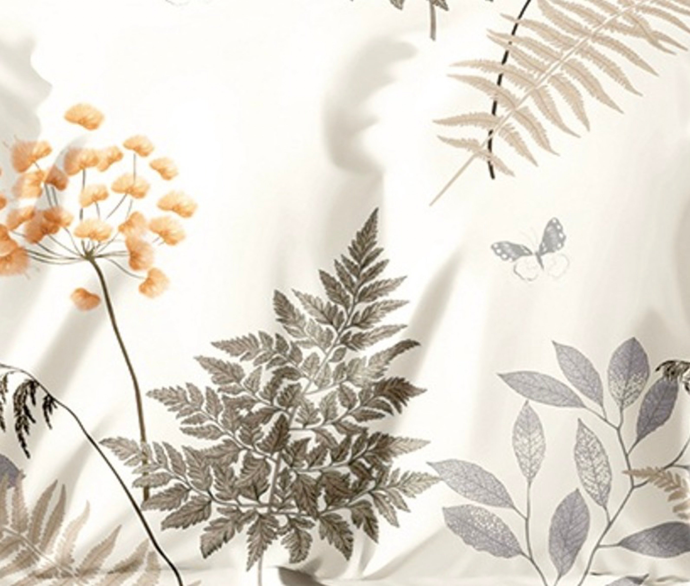 Parure De Couette Imprimé Double Face + 2 Taies D'Oreiller Volant Plat Piqué - 100% Percale Pur Coton Peigné