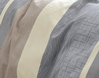 Parure De Couette Imprimé Double Face + 2 Taies D'Oreiller Volant Plat Piqué - 100% Percale Pur Coton Peigné