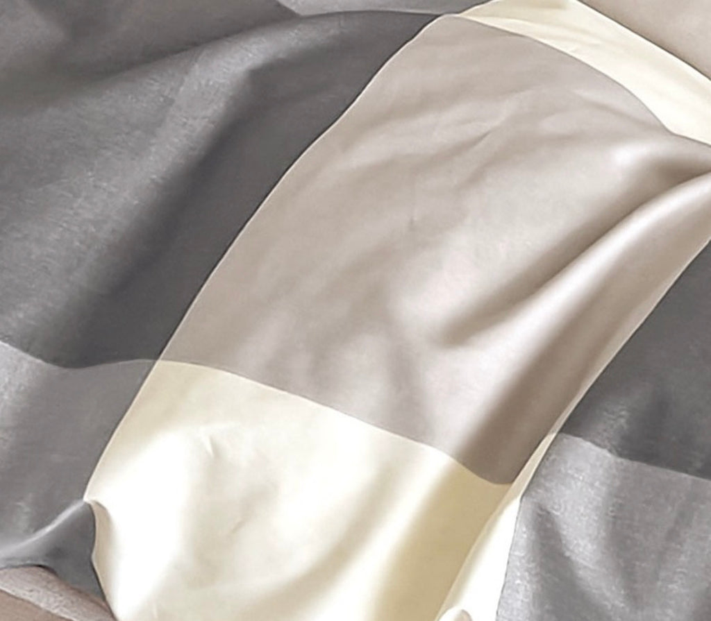 Parure De Couette Imprimé Double Face + 2 Taies D'Oreiller Volant Plat Piqué - 100% Percale Pur Coton Peigné