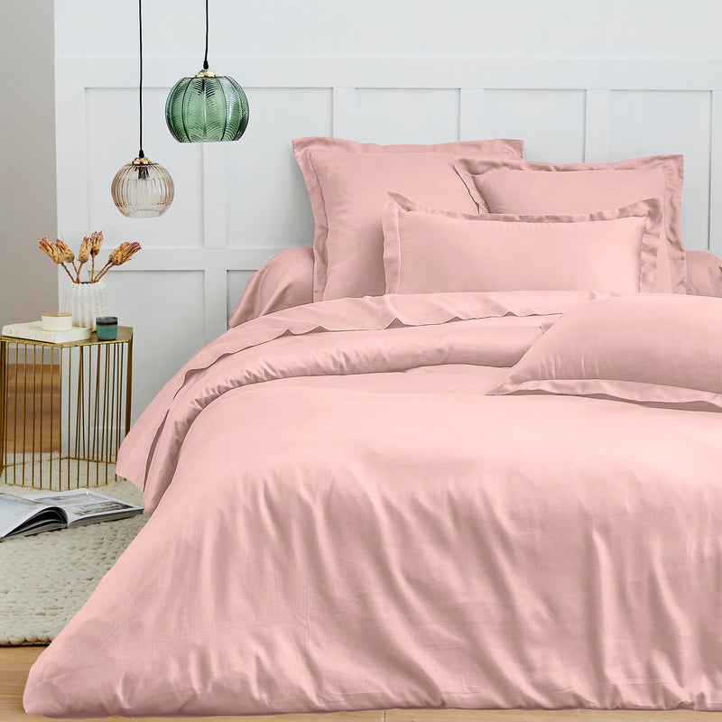Housse De Couette - 100% Coton - Rose Dragee