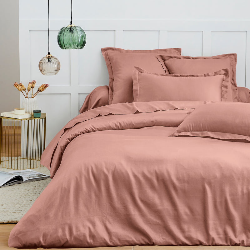 Housse De Couette - 100% Coton - Vieux Rose
