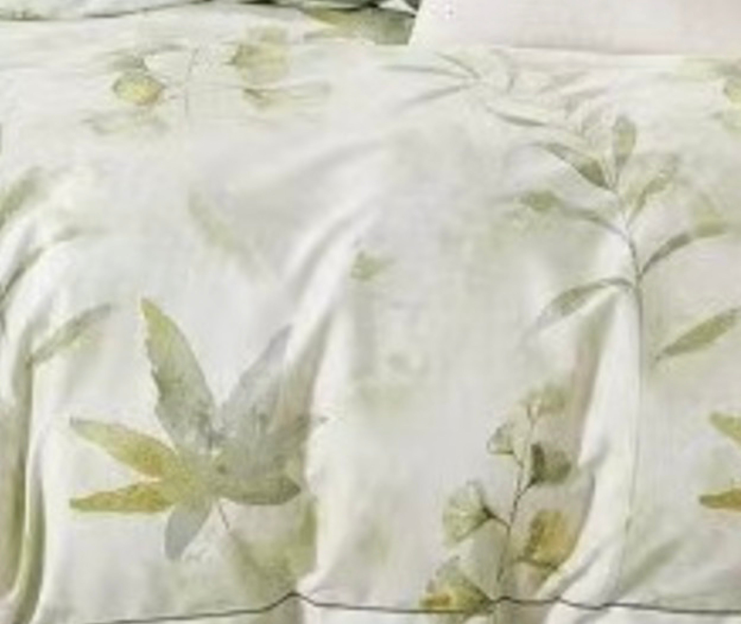 Parure De Couette Imprimé Double Face + 2 Taies D'Oreiller Volant Plat Piqué - 100% Percale Pur Coton Peigné