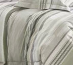 Parure De Couette Imprimé Double Face + 2 Taies D'Oreiller Volant Plat Piqué - 100% Percale Pur Coton Peigné