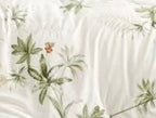 Parure De Couette Imprimé Double Face + 2 Taies D'Oreiller Volant Plat Piqué - 100% Percale Pur Coton Peigné