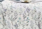 Parure De Couette Imprimé Double Face + 2 Taies D'Oreiller Volant Plat Piqué - 100% Percale Pur Coton Peigné