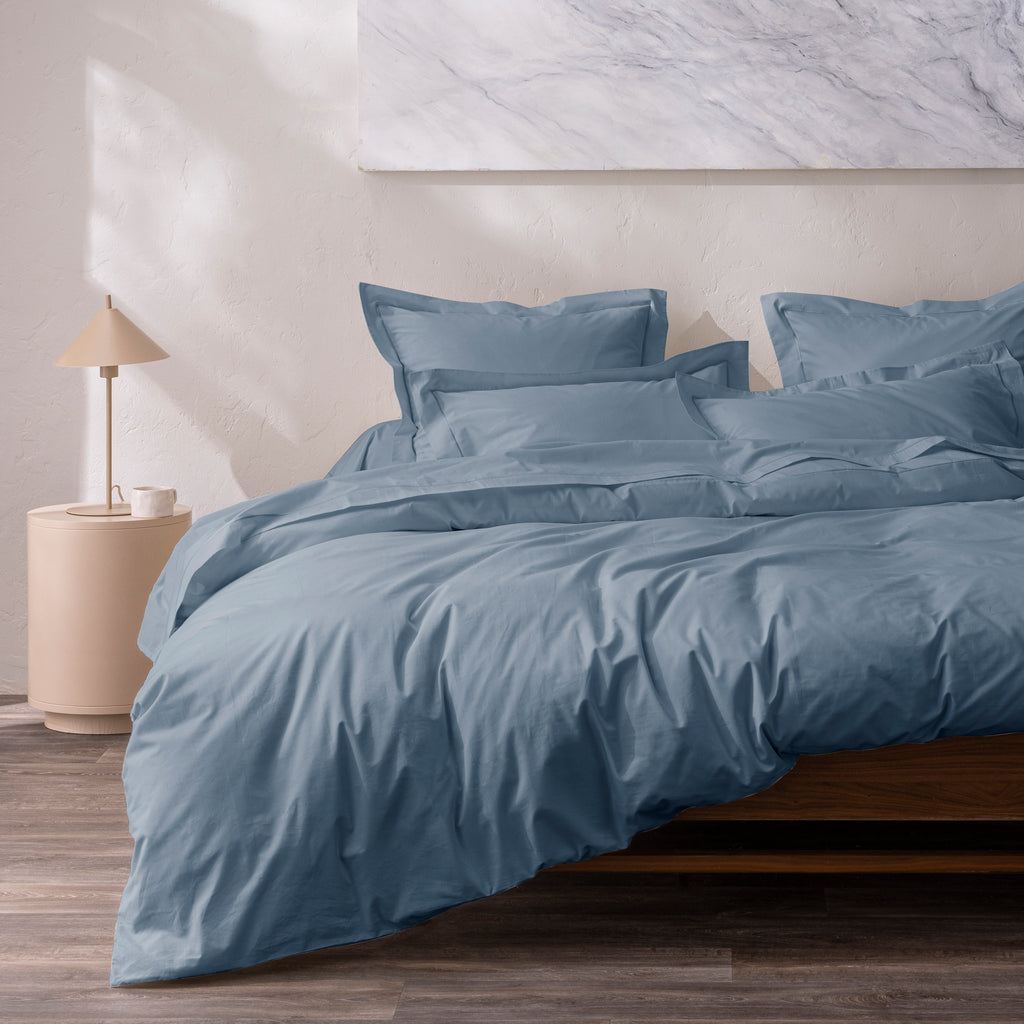 Housse De Couette - 100% Percale Coton - Bleu Jean
