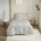 Parure De Couette 2 Pieces 100% Coton - Tanya Cyan