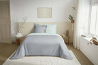 Parure De Couette 3 Pièces Réversible - 100% Coton - Nuage/Menthe