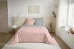 Parure De Couette 2 Pièces Réversible - 100% Coton - Rose/Nuage