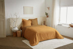 Parure De Couette 3 Pièces Réversible - 100% Coton - Miel/Caramel
